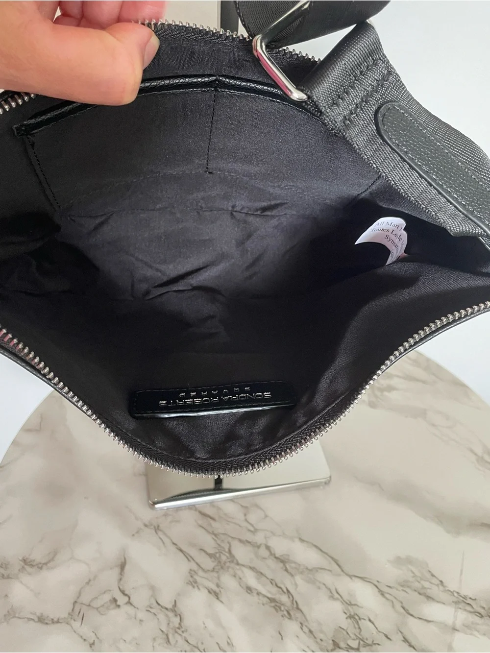Sondra Roberts Faux Pebbled Leather Crescent Crossbody Bag